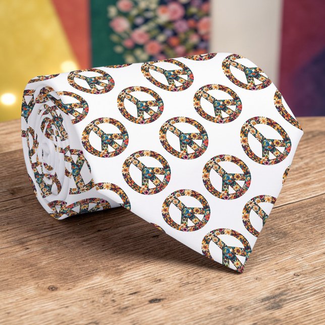 Gravata Peace Sign Custom Necktie Tie (Criador carregado)