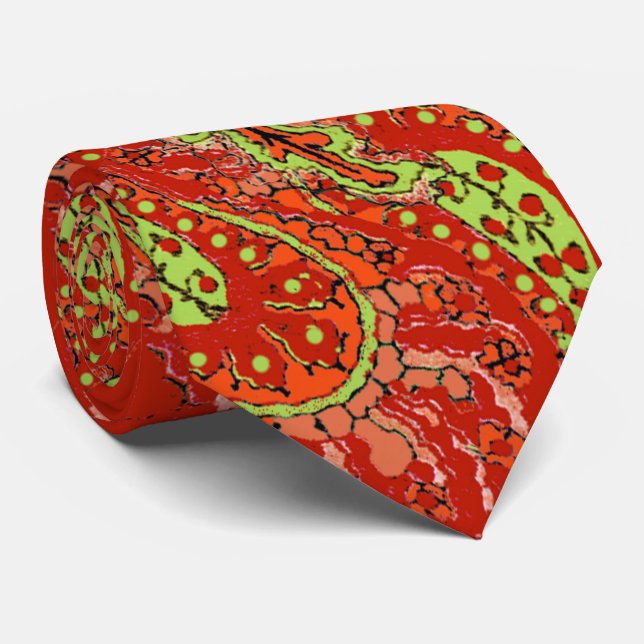 Gravata Peach Coral Limão Paisley Wedding Tie (Rolled)