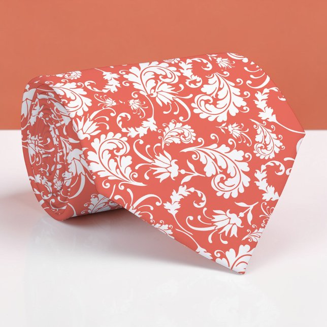 Gravata Peach Floral Pattern Custom Necktie (Criador carregado)