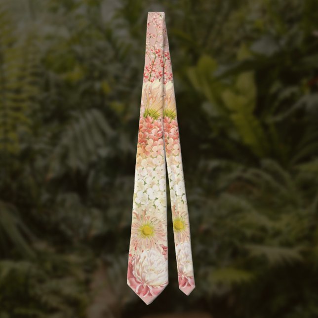 Gravata Peach Floral Wedk Tie (Criador carregado)