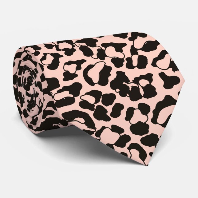 Gravata Peach Lepard Animal Print (Rolled)