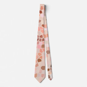 Gravata Peach Pink Brown Mosaic