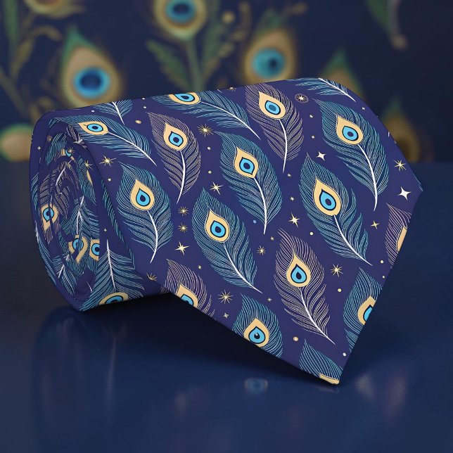 Gravata Peacock Peahen com Padrão Azul (Criador carregado)