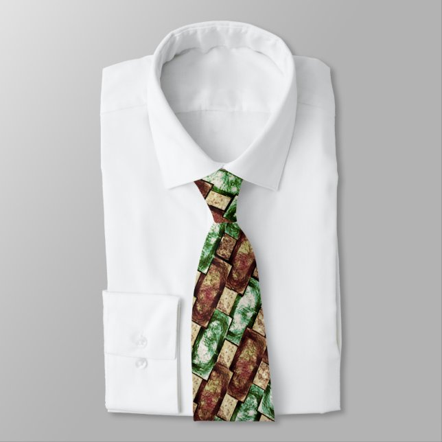 Gravata Peças retangulares esculpidas e manchadas, de cor  (Amarrado)
