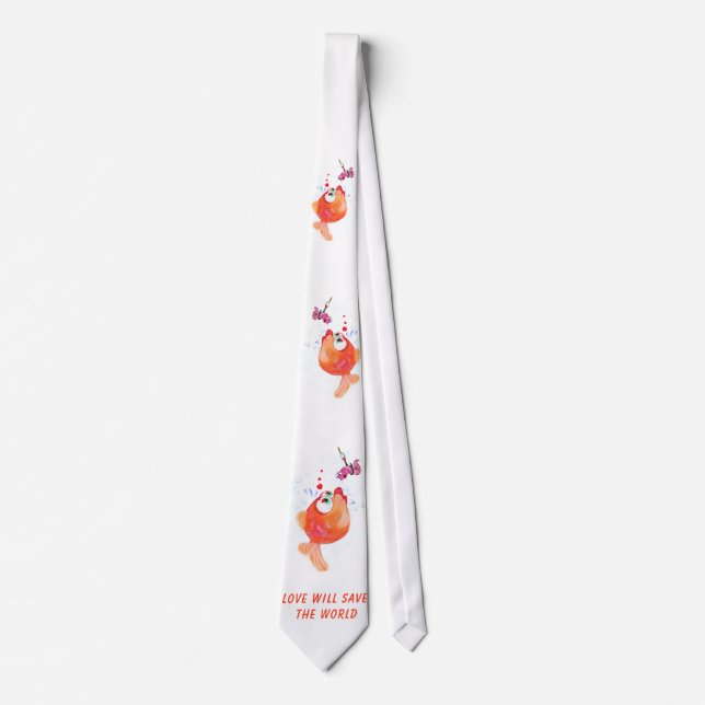 Gravata Peixe e Verme Pescoço Divertido - Texto Personaliz (Frente)