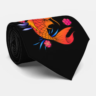 Gravata peixes e flores do koi