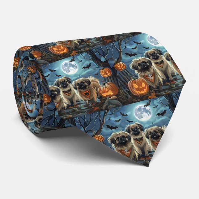 Gravata Pekingese Halloween Spooky (Rolled)