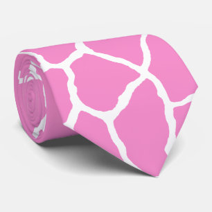 Gravata Pele Branca Rosa Girafa Pele