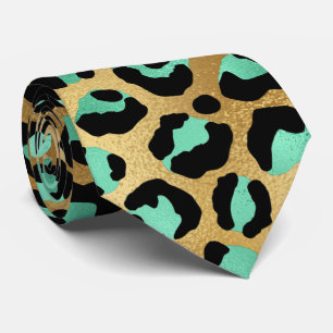 Gravata Pele de animais de impressão negro de leopardo, de