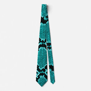 Gravata Pele de Cascavel Diamante aqua