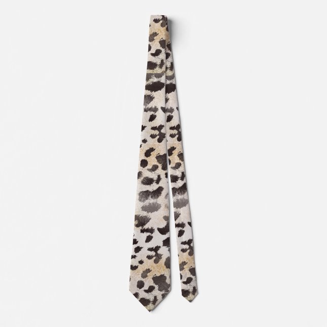 Gravata Pele de Leopardo em Marfim Tangerina (Frente)