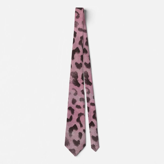 Gravata Pele de Leopardo em Rosa Pink (Frente)