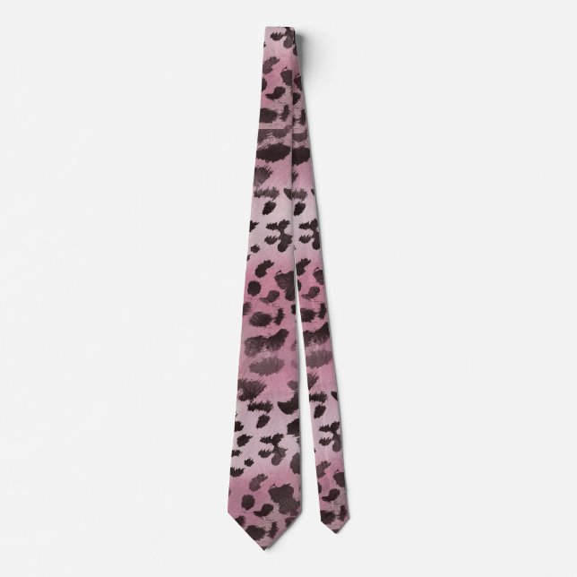 Gravata Pele de leopardo em rosa rosa (Frente)