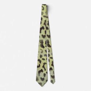 Gravata Pele de leopardo em verde lima-tangerina