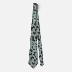 Gravata Pele de Leopardo no Mar Azul Tangerina