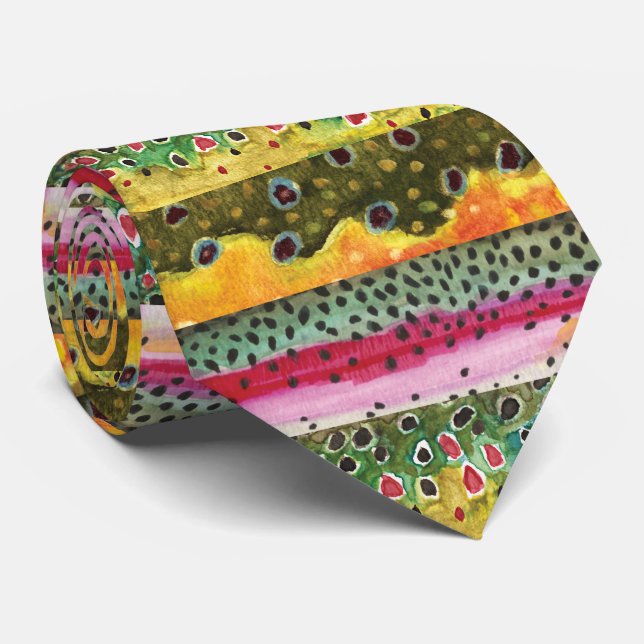 Gravata Pele de Três Lindas Trutas (Rolled)