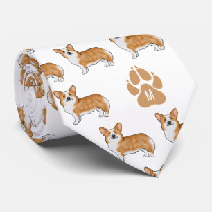 Gravata Pembroke Vermelho Galês Corgi Padrão Com Monograma