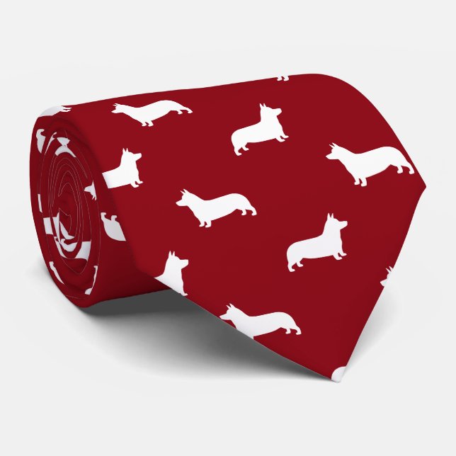 Gravata Pembroke Welsh Corgi Silhouettes Padrão (Rolled)