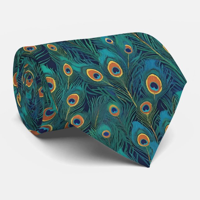 Gravata Penas de Peacock (Rolled)