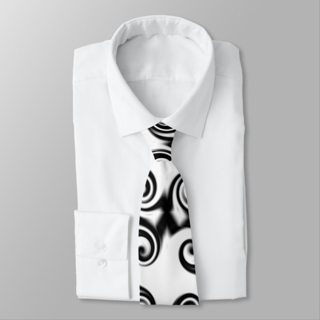 Gravata Pentágono Curlicue Preto no Branco (Amarrado)