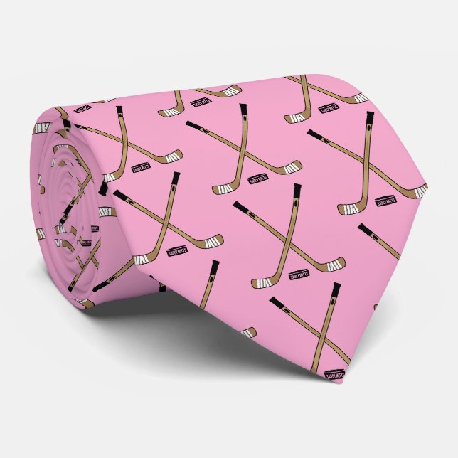 Gravata Pentes de hóquei em Pé-rosa e pinto (Rolled)