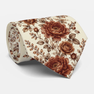 Gravata Peônia Queimada de Cobre e Rosa de Casamento Flora