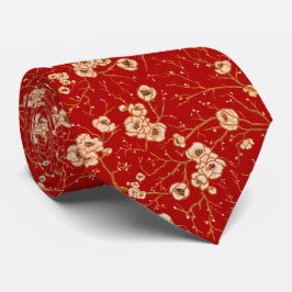 Gravata Pequenas flores no padrão vermelho
