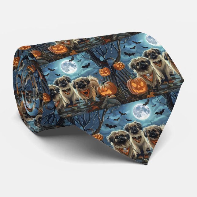 Gravata Pequinês Halloween Assustador (Rolled)