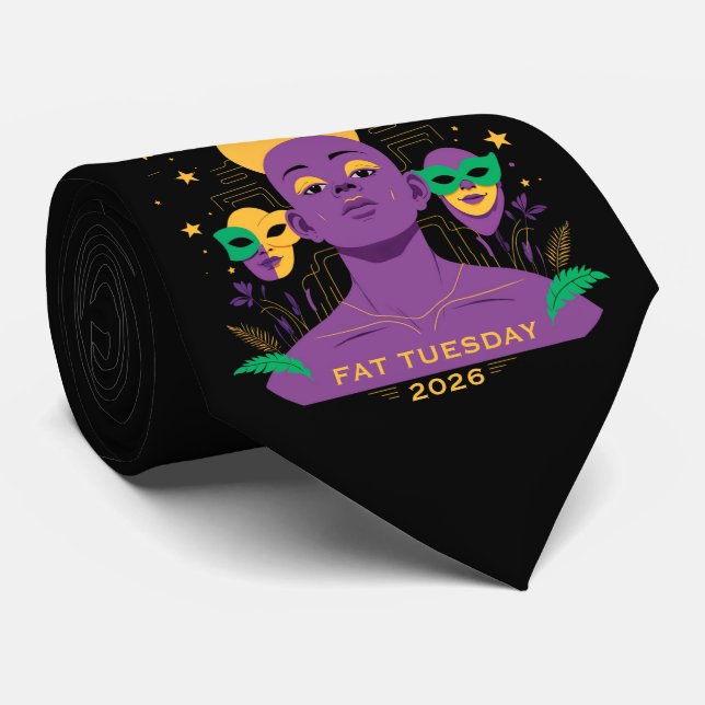 Gravata Perfeito para o Mardi Gras 2026 (Rolled)