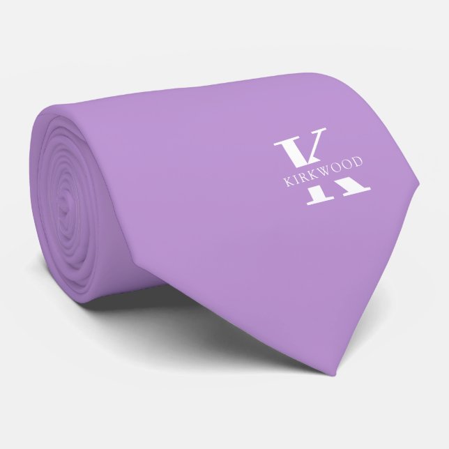 Gravata Periwinkle | Monograma Elegante+Nome | unilateral (Rolled)