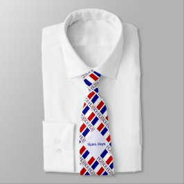 Gravata Personalização Azul Bandeira Francesa França Tiled