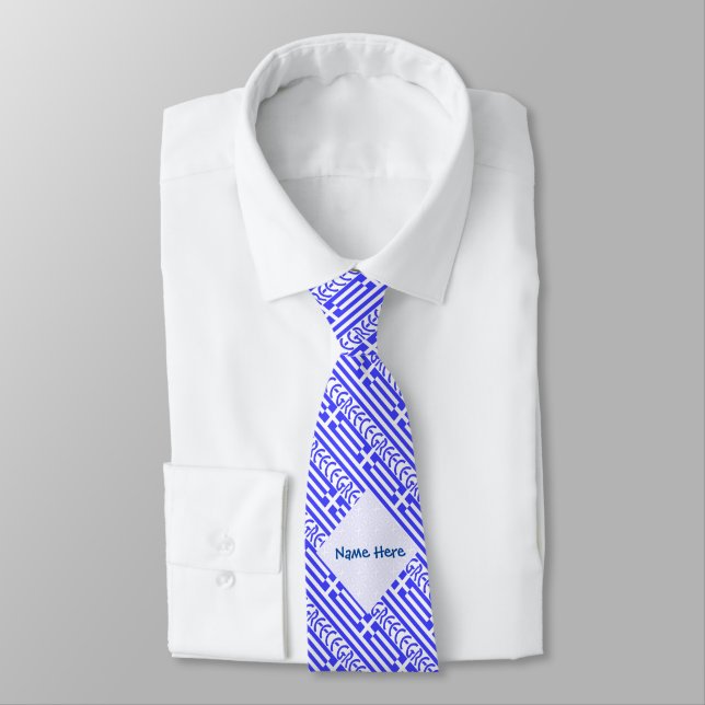 Gravata Personalização Azul com a Bandeira da Grécia  (Amarrado)