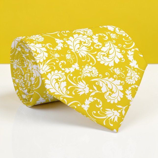 Gravata Personalizada Amarela com Padrão Floral (Criador carregado)