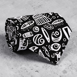 Gravata Personalizada Black and White Doodles