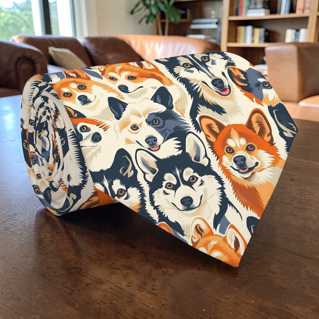 Gravata Personalizada Canine Retro Amante de Cães (Criador carregado)