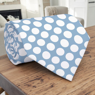 Gravata Personalizada com Bolinhas Brancas em Azul
