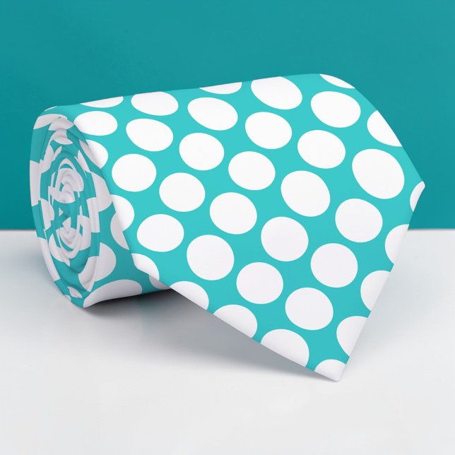 Gravata personalizada com bolinhas polka azul turq (Criador carregado)