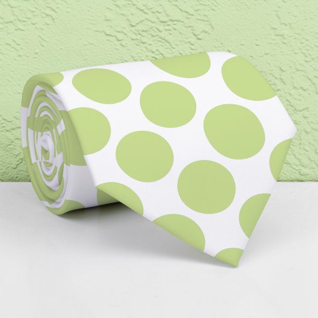 Gravata personalizada com bolinhas verdes em branc (Criador carregado)