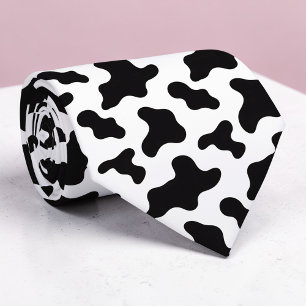 Gravata Personalizada com Estampa de Vaca Preta e 