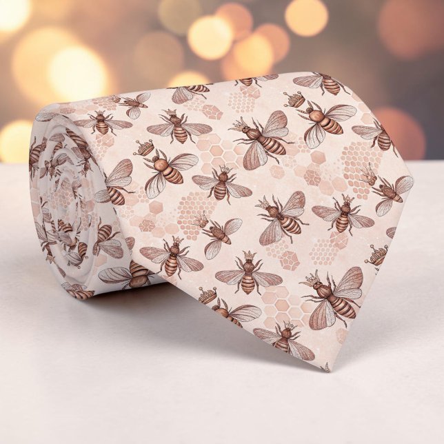 Gravata Personalizada com Padrão de Abelha Rosa (Criador carregado)