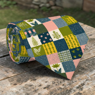 Gravata personalizada com padrão de patchwork colo