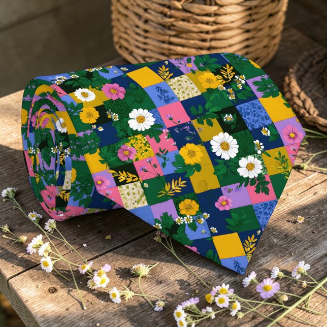 Gravata personalizada com padrão de patchwork colo (Criador carregado)