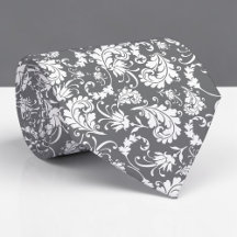 Gravata personalizada com padrão floral cinza