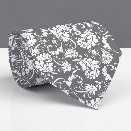 Gravata personalizada com padrão floral cinza
