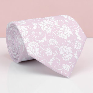 Gravata Personalizada com Padrão Floral Rosa Pálid