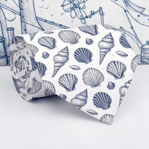 Gravata Personalizada Conchas Marinhas Náuticas