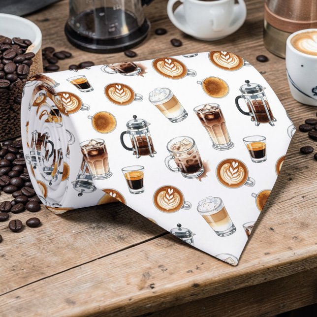 Gravata Personalizada para Amantes de Café Latte (Criador carregado)