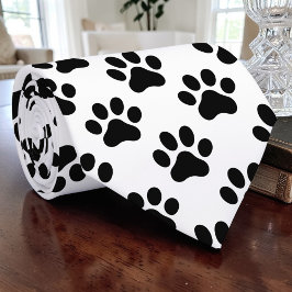 Gravata Personalizada Preto e Branco Pata de Gato 
