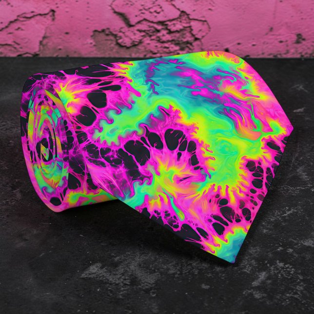 Gravata personalizada Retro Neon Tie-Dye (Criador carregado)
