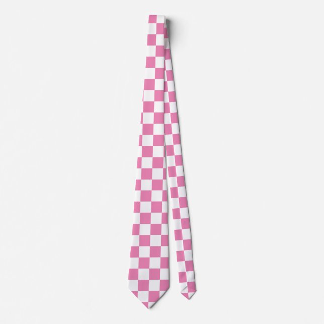 Gravata Personalizar rosa e branco marcados (Frente)
